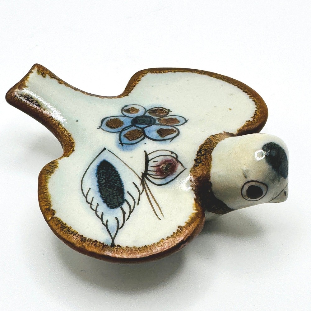 Ken Edwards Mexico Tonala Pottery Bird Figurine Hand Painted Signed KE Vintage